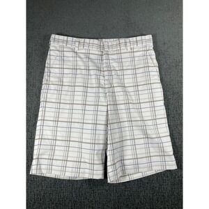 Nike Golf Dri-FIT Plaid Shorts Mens 32 White Tan Blue Performance Checkered